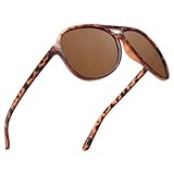 JIM HALO Polarisiert Flieger Sonnenbrille Damen Herren Oversize Plastik Fahren Gläser(Schildkröte Rahmen/Polarisierte Braune Linse)