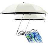 Talltalk 2 Stück 106,7 cm Strandschirm mit Universalklemme, UV-Schutz, 360° verstellbar, Strandschirm, tragbar, Golf-Outdoor-Regenschirm für Strandkorb, Campingstuhl, Rollstuhl, Kinderwagen (Beige)