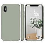 WXX iPhone X Hülle Silikon Case, Hanyhülle iPhone XS Ultra Dünn mit Microfiber, Flüssig Silikon Gel Gummi Kratzfeste Schutzhülle Matt Hülle für iPhone X/XS 5.8'' Kupfer Grün