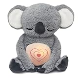 IUTOYYE Schlummer Koala mit Atembewegung, Beruhigendes Koalabär Kuscheltier, Schlummer Koala Plüschtier Herzschlag Musik und Rhythmischem Atmen für Kinder Erwachsene