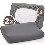 Luxoon Kissenbezug für Gesundheitskissen – 95% Baumwolle / 5% Elasthan, Atmungsaktiv und Hautfreundlich, Waschbar, Für Komfort und Hygiene 2er Pack 30-45 x 50-65 cm, Anthrazit