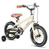 STITCH 16 Zoll Kinderfahrrad für 57 jährige Jungen, 16' Zoll Fahrrad für Jungen mit Stützrädern, Beige
