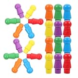 LRXIYODE 180 Stück Buntes Holz Spielstein für Chinesisches Dame Spielbrett mit Farbenfrohen Figuren in 6 Farben Natürlichem Holzmaterial Sicherem Griff Spielzubehör für Familienspiele