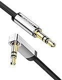 UGREEN Aux Kabel Auto 3.5 mm klinkenkabel 90 Grad Aux Kabel mit Winkelstecker für Auto Audiosystem, TV, Soundbar, Lautsprecher, Handy, Kopfhörer usw.(1m)