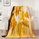 Kuscheldecke Flanell Orange Bunt 70x100 cm Home Must Haves Decke - Herbstlandschaft Ahornblätter Drucken Wohndecke superweiche gemütliche Flauschige, für alle Jahreszeiten Jungen Teenager Kinder