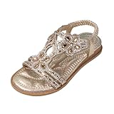 Generisch Hausschuhe 31 Sandalen Strass Slingback Sandalen Sandalen Elastischer Knöchelriemen Casual Bohemian Strandschuhe Kinderschuhe Sommer Jungen (Gold, 27 Toddler)