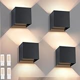 Homefire LED Wandleuchte Aussen/Innen - 4ER G9 Außenwandleuchten 3000K Warmweiß Aussenlampe Schwarz Außenlampe Up Down Einstellbar Abstrahlwinkel Außen Wandlampe IP65 Wasserdicht für Hauswand Garten