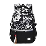 Amythe Schulrucksack Teenager Rucksack für Jungen - Wasserdichter Casual Daypack, Schulranzen Ideal für Schule, Reisen und Hochschulen, School Bag Schwarz