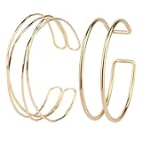 2 Stück Minimalistischer Armreif, Offene Armband Minimalistische Armmanschette Schichtarmband Oberarmreif Eleganter Manschettenarmreif Runder Armreif Stapelbarer Schmuck für Frauen und Männer