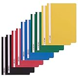 D.RECT Schnellhefter A4-10 Stück(5 Farben je 2x) - Pappschnellhefter A4 aus Kunststoff mit Transparentem Vorderdeckel - Plastik-Schnellhefter aus PP-Folie Ideal für Büro und Schule