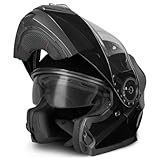 VINZ Santos Klapphelm mit Sonnenblende | ECE 22.06 & PINLOCK vorbereitet | Motorrad Helm Integralhelm | Motorradhelm Klappbar | In Gr. XS-XXL | Erhältlich Schwarz