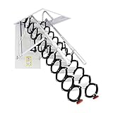 Automatische/manuelle Klapptreppe, rutschfeste, einziehbare Dachbodenleiter aus Metall, herunterziehbar mit 2 Seitenschienen, for den Innen- und Außenbereich(Automatic,80 * 120cm*H300CM)