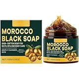 Marokkanische schwarze Seife – Traditionelles natürliches Reinigungsmittel für den Körper, sanft peelende und feuchtigkeitsspendende Badeseife für glatte, weiche und erfrischte Haut, tägliche Hautpfle