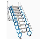 UYHBCNQD Dachbodentreppe, Wandmontage, Klappleiter, Teleskop-Dachbodentreppe, Dachbodenleiter aus Kohlenstoffstahl, manuelle Dachbodenleiter mit Handläufen(3.1-3.5m)