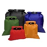 5 Stück wasserdichte Aufbewahrungsbeutel, 1,5/2,5/3,5/4,5/ 6L Bootfahren Packsäcke 5 Farben Leicht Outdoor Trockener Sack Polyester Wassersport Säcken für Smartphone Kamera