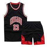 Basketball Trikot Shirt und Shorts, Erwachsene Basketball Jersey, Basketball ärmellose Anzug, Basketball Sportbekleidung, T-Shirt Weste + Shorts, Jugendlich Sweatshirt(5XL,Schwarz)