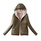 SMUXP Wintermantel für Damen, warmer Pullover, Daunenjacke, mit Kapuze, Freizeitmäntel, Fleece-gefütterte Jacke, wasserdichter Mantel, UK Winter 2025, armee-grün, L