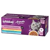 WHISKAS Aromatic Selection Multipack Portionsbeutel 1+ Gemischte Auswahl 4 Varietäten Schwein, Huhn, Meeresfisch, Lachs in Sauce 40 x 85g
