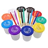 BELLIFFY Pinselbecher 10 Stück Auslaufsicher Kunststoff Farbmischbecher und Stiftewascheimer für Leicht und Robust für Kreative Malaktivitäten Wiederverwendbar