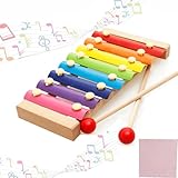 Xylophon für Kinder und Erwachsene - Holz Glockenspiel mit 15 Tönen und 2 Schlägel - Buntes Musikinstrument Spielzeug Geschenk