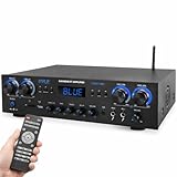 Pyle Amplifier, 800W Bluetooth Verstärker – 4-Kanal Mini Amp mit MP3, USB, AUX, SD, Mikrofon, FM, RCA, Reverb/Delay – Stereo für Heimkino, Studio & Theater