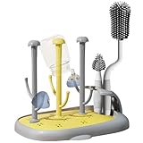 auvstar Trockenständer Babyflaschen,Abtropfgestell Flaschen Baby mit Flaschenbürste,Flaschentrockner Baby,Fläschen Ständer Trockengestell,Abnehmbar Abtropfgestell für Saugern Babyflaschen Zubehör