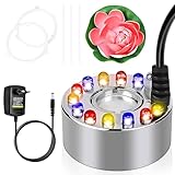 ZOBMIO Ultraschall Vernebler,Mini Nebelerzeuger,12 Led Nebler,Halloween Ultraschall Nebler Weihnachtsdekoration Nebelmaschine Mini,FüR Teich,Garten,Steingarten,Hof