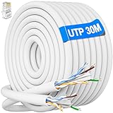Lan Kabel 30 Meter, Cat 6 Netzwerkkabel Verlegekabel Weiß Ungeschirmt Lange Netzwerk Installationskabel Patchkabel 30 Meter Ethernet Kabel UTP 23AWG Rj45 Gigabit Internet Wlan Kabel