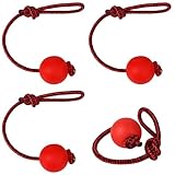 Haiabei Hundespielzeug aus Seil, langlebig, elastisch, Vollgummi-Bälle, interaktiver Gummiball, Kauspielzeug für kleine, mittelgroße und große Hunde, Apportieren, Fangen, Werfen und Zerren (6 x 38 cm