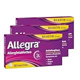 Allegra Allergietabletten 3 x 20 Stk. – Antihistaminikum - Wirkstoff Bilastin - schnell und 24 Std wirksam bei Heuschnupfen, Tierhaar-, Hausstaumilben-, Schimmelpilzallergie, Urtikaria