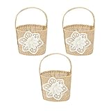 PRETYZOOM 4 Stücke Hochzeit Blumenkorb Blumenmädchen Korb Streukorb mit henkel Henkelkorb Sackleinen Blumenkinderkörbchen Bonbons Korb Geschenkkorb für Hochzeit Party Blumenkinder Deko