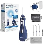 Waterpik Cordless Advanced Waterflosser, kabellose Munddusche, 3 Druckstufen von 3,1 bis 5,2 bar, 4 Aufsätze, Induktionsladesystem, Blau