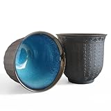 NIUKOMY Japanische Teebecher 2er Set, Chinesische Kung Fu Teetassen Klein Keramik, Kaffeetasse Porzellan ohne Henkel, Asiatische Teeschalen mit Buddhistische Herz-Sutra,160ML