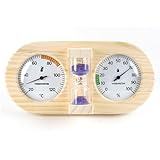 QOXEZY Holz-Sauna-Thermohygrometer, genaue Temperatur- und Feuchtigkeitskontrolle mit Kiefer und Holz aus Glas mit einer Genauigkeit von 5 RH (C)
