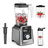 BioloMix Hochleistungsmixer 2200W,Selbstreinigungs Funktion,Standmixer 2L Behälter und 600 ml Reisebecher BPA Frei.Smoothie Mixer (T5600, Grau)