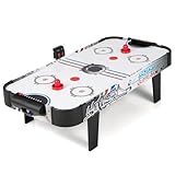 HOMASIS 42'' Airhockey Tisch, Air Hockey Spieltisch mit elektronischem LED-Punktezähler, Tischhockey inkl. 2 Pucks & 2 Griffen & 2 Ziele, Airhockeytisch Lufthockey Speedhockey für Kinder & Erwachsene