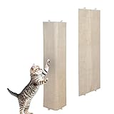 Wand Katzenkratzbrett mit 2 verschiedenen Seiten 80 x 27 cm - 2er Set - Sisal und Plüsch Katzen Kratzecke zum Legen oder Hängen - Kratzmatte zur Krallenpflege für die Wandmontage geeignet