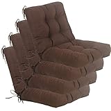 QILLOWAY Sitzkissen für den Außenbereich, getuftetes Kissen, Frühling/Sommer, saisonale Ersatzkissen, 4 Stück (Kaffee)