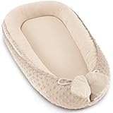 Bearmoss Babynestchen Kuschelnest Neugeborene Multifunktionale für Kinderbett Vielseitiges Tragbar Zweiseitig Babynestchen Bett 90x55cm(Weiß)