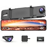 JOMISE G814 Dashcam Spiegel, 4K UHD Dashcam Auto Vorne Hinten mit 11-Zoll-IPS-Touchscreen, Rückspiegel Kamera für Auto, Rückfahrkamera Spiegel, Parküberwachung, GPS-Ortung, WDR, Kostenlose 64-GB-Karte