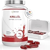 BIOTARY Krillöl 200 Softgelkapseln 1040 mg Hochdosiert 400 mg Phospholipide / 50 mg Cholin inclusive Pillenbox Omega 3 Astaxanthin Vitamin E Laborgeprüft 6-7 Monatsvorrat