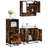 Fasba 3-TLG. Badmöbel-Set Räuchereiche Holzwerkstoff, Badezimmerschrank Unterschrank Badschrank für Wohnzimmer Badezimmer3301037