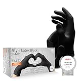 AMPri Latexhandschuhe, schwarz, 100 Stück/Box, Größe S, puderfrei, Style Latex Black: Latex Einweghandschuhe in den Größen XS, S, M, L, XL