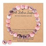 Onperpoe Perlenarmband Damen Herren Hochwertiges Rosa Jaspis Heilsteine Armband 8mm Natürliche Edelstein Armband Kristalle Steine Yoga Armband Damen Schmuck Geschenk für Tochter Freundin Schwester