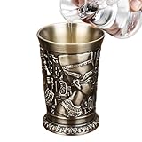 Reise Schnapsgläser,30ml Zinklegierung Vintage Ägyptische Steinkrüge | Whisky Schnapsgläser | Für Tequila Whiskey Christ Familie Freunde Party Zuhause Feiertag Wochenende Halloween Hexe Frauen