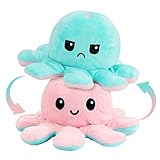 Zaloife Reversible Plüschtier Octopus - Doppelseitiges Flip Kuscheltier, Stofftier Spielzeug Geschenke für Kinder, Mädchen, Jungen und Freunde