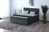 Moderne Boxspringbett Mauro Bett mit Bettkasten Ziernähten Bonell Matratze H3 Federkern Polsterbett Doppelbett Schlafzimmer… (Dark Grey – Matana 05, 160 x 200 cm)