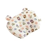Babykissen Plagiozephalie Cotton,Baby-Kissen für den Kopf, hilft EIN Plattkopfsyndrom vorzubeugen und zu behandeln,für 0-12 Monate Neugeborene,Nackenstütze für Kinderwagen oder (Beige2, 25x20cm)