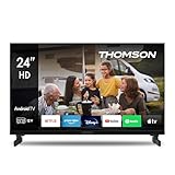 Thomson 24 Zoll (60 cm) LED HD 12V Camping Smart Android TV, Google Assistant, Wi-Fi, Dolby Digital, Bluetooth, Triple-Tuner (Kabel/Satellit/Antenne), HDMI, CI+, A+ Panel- 24HA2S13C