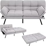 Makika Schlafsofa 3-Sitzer Schlafcouch Paul 3in1 mit Schlaffunktion - verstellbare Armlehnen Rückenlehne Couch Sofa Liegefläche bis 273kg - Klappsofa Bettsofa Gästebett Bettfunktion Wohnzimmer Grau